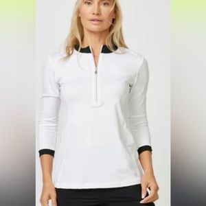 Sofibella white quater zip with three quarter sleeves